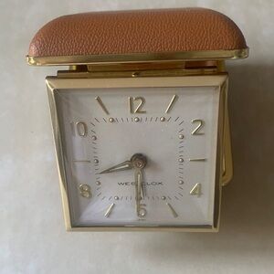 Westclox Gold and Tan Travel Alarm Clock